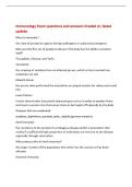 Immunology Exam questions and answers Graded A&plus; latest&NewLine;update&NewLine;What is immunity&quest;&NewLine;the state of protection against foreign pathogens or substances &lpar;antigens&rpar;&NewLine;Who was the first set of people to discover the body has the ability to protect&NewLine;itself&quest;&NewLine;Thucyd
