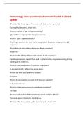 Immunology Exam questions and answers Graded A&plus; latest&NewLine;update