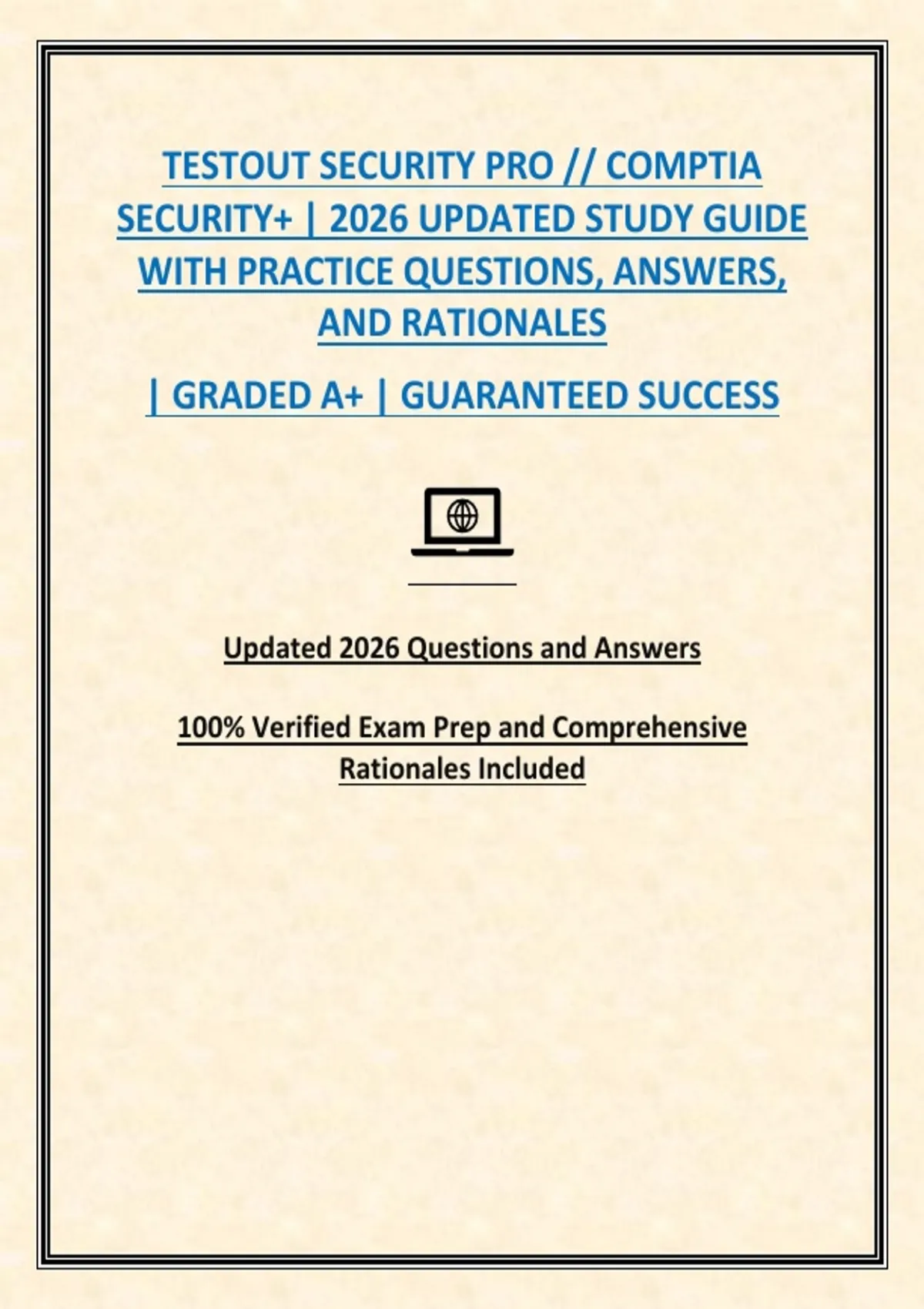TESTOUT SECURITY PRO // COMPTIA SECURITY+ | 2026 UPDATED STUDY GUIDE ...