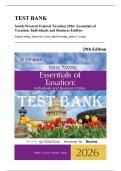 Test Bank &mdash; South-Western Federal Taxation 2026&colon; Essentials of Taxation&colon; Individuals and Business Entities&comma; 29th Edition &lpar;Nellen&comma; Cuccia&comma; Persellin&comma; Young&comma; 2025&rpar; &vert; All Chapters 1-18 Covered&NewLine;