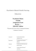 Psychiatric&sol;Mental Health Nursing Assignment Exam Review &lpar;2026&sol;2027 Edition&rpar; &ndash; Institutional Psychiatric Competency Assessment &vert; 75 Questions and Correct Answers