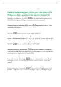 Medical Technology Laws&comma; Ethics&comma; and Education in the&NewLine;Philippines Exam questions and answers Graded A&plus;&NewLine;Medical Technology Law &lpar;RA 5527&rpar; -An act requiring the registration of&NewLine;Medical Technologists&comma; defining their practice&comma; and other purposes&period;&NewLine;Philippin