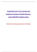 Graded Quiz Unit 4&colon; Introduction to Sociology &lpar;University of the People&rpar;&colon; Key Concepts and Questions and Answers &lpar;Verified Answers&rpar; &vert; Latest &lpar;2026&sol;2027&rpar; Updated Version