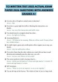 TCI WRITTEN TEST 2022 ACTUAL EXAM&NewLine;PAPER 2026 QUESTIONS WITH ANSWERS&NewLine;GRADED A&plus;&NewLine;