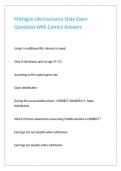 Michigan Life Insurance State Exam Questions With Correct Answers 