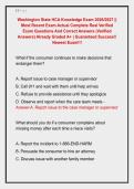 Washington State HCA Knowledge Exam 2026&sol;2027 &vert;&vert; &NewLine;Most Recent Exam Actual Complete Real Verified &NewLine;Exam Questions And Correct Answers &lpar;Verified &NewLine;Answers&rpar; Already Graded A&plus; &vert; Guaranteed Success&excl;&excl; &NewLine;Newest Exam&excl;&excl;&excl; 