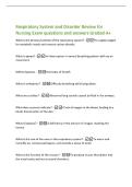 Respiratory System and Disorder Review for&NewLine;Nursing Exam questions and answers Graded A&plus;&NewLine;What is the primary function of the respiratory system&quest; -To supply oxygen&NewLine;for metabolic needs and remove carbon dioxide&period;&NewLine;What is apnea&quest; -An interruption in normal 