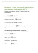 Respiratory&comma; Cardiac&comma; and Oncology Nursing Review&NewLine;Exam questions and answers Graded A&plus;&NewLine;Respiratory acidosis definition -pH < 7&period;35 due to CO2 retention&NewLine;&lpar;hypoventilation&rpar;&NewLine;Normal PaCO2 -35-45 mmHg&NewLine;Respiratory acidosis PaCO2 ->45 mmHg&NewLine;Cause respir