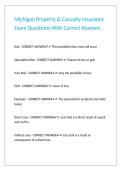 Michigan Property & Casualty Insurance Exam Questions With Correct Answers