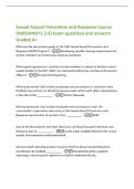 Sexual Assault Prevention and Response Course&NewLine;&lpar;NMSAPR071-2&period;0&rpar; Exam questions and answers&NewLine;Graded A&plus;&NewLine;What are the two primary goals of the DoD Sexual Assault Prevention and&NewLine;Response &lpar;SAPR&rpar; Program&quest; -Developing specific training requirements for&NewLine;service
