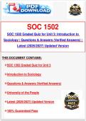 SOC 1502 Graded Quiz for Unit 3&colon; Introduction to Sociology &vert; Questions & Answers &lpar;Verified Answers&rpar; &vert; Latest &lpar;2026&sol;2027&rpar; Updated Version