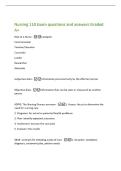 Nursing 110 Exam questions and answers Graded&NewLine;A&plus;&NewLine;Role of a Nurse -Caregiver&NewLine;Communicator&NewLine;Teacher&sol;Educator&NewLine;Counselor&NewLine;Leader&NewLine;Researcher&NewLine;Advocate&NewLine;Subjective data -