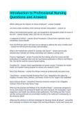 Introduction to Professional Nursing Questions and Answers