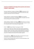 Overview of Medical Technology Exam questions and answers&NewLine;Graded A&plus; latest update&NewLine;Heinemann &lpar;Definition of Medical Technology&rpar; -The application of the&NewLine;principles of natural&comma; physical & biological sciences to the performance of lab&NewLine;procedures which aid