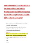 Kentucky Category 10 &mdash; Demonstration &NewLine;and Research Pest Control Exam &NewLine;Practice Questions And Correct Answers &NewLine;&lpar;Verified Answers&rpar; Plus Rationales 2026 &NewLine;Q&A &vert; Instant Download Pdf 
