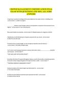 CROWD MANAGEMENT CERTIFICATION FINAL &NewLine;EXAM WITH QUESTIONS AND 100&percnt; ALL SURE &NewLine;ANSWERS 