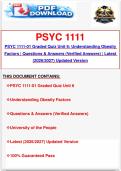 PSYC 1111-01 Graded Quiz Unit 6&colon; Understanding Obesity Factors &vert; Questions & Answers &lpar;Verified Answers&rpar; &vert; Latest &lpar;2026&sol;2027&rpar; Updated Version