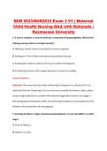 NUR 2633&sol;NUR2633 Exam 3 V1 &vert; Maternal &NewLine;Child Health Nursing Q&A with Rationale &vert; &NewLine;Rasmussen University 