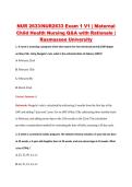 NUR 2633&sol;NUR2633 Exam 1 V1 &vert; Maternal &NewLine;Child Health Nursing Q&A with Rationale &vert; &NewLine;Rasmussen University 