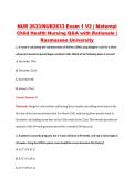 NUR 2633&sol;NUR2633 Exam 1 V2 &vert; Maternal &NewLine;Child Health Nursing Q&A with Rationale &vert; &NewLine;Rasmussen University 
