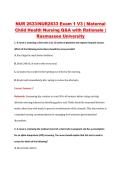 NUR2633 Exam 1 V1&ndash;V3 &vert; NUR 2633 Exam 1 V1&ndash;V3 &vert; Maternal Child Health Nursing &vert; Rasmussen University &vert; Complete Exam Bundle with Detailed Verified Answers