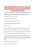 NUR2633 Exam 2 V1&ndash;V3 &vert; NUR 2633 Exam 2 V1&ndash;V3 &vert; Maternal Child Health Nursing &vert; Rasmussen University &vert; Complete Exam Bundle with Detailed Verified Answers