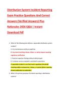 Distribution System Incident Reporting &NewLine;Exam Practice Questions And Correct &NewLine;Answers &lpar;Verified Answers&rpar; Plus &NewLine;Rationales 2026 Q&A &vert; Instant &NewLine;Download Pdf 