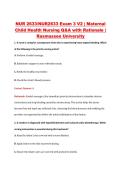 NUR 2633&sol;NUR2633 Exam 3 V2 &vert; Maternal &NewLine;Child Health Nursing Q&A with Rationale &vert; &NewLine;Rasmussen University