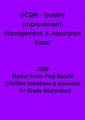 HCQM Quality Improvement&comma; Management & Assurance Exam &vert; Study Guide 2026