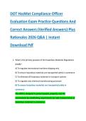 DOT HazMat Compliance Officer &NewLine;Evaluation Exam Practice Questions And &NewLine;Correct Answers &lpar;Verified Answers&rpar; Plus &NewLine;Rationales 2026 Q&A &vert; Instant &NewLine;Download Pdf 