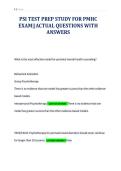 PSI TEST PREP STUDY FOR PMHC&NewLine;EXAM&vert;&vert;ACTUAL QUESTIONS WITH&NewLine;ANSWERS&NewLine;ANSWERS