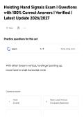 Hoisting Hand Signals Exam &vert; Questions&NewLine;with 100&percnt; Correct Answers &vert; Verified &vert;&NewLine;Latest Update 2026&sol;2027