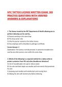 NYC TATTOO LICENSE WRITTEN EXAM&colon; 300 PRACTICE QUESTIONS WITH VERIFIED ANSWERS & EXPLANATIONS
