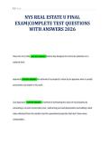 NYS REAL ESTATE U FINAL&NewLine;EXAM&vert;COMPLETE TEST QUESTIONS&NewLine;WITH ANSWERS 2026&NewLine;
