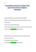 CALIFORNIA DEALER LICENSE TEST&NewLine;QUESTIONS WITH CORRECT&NewLine;ANSWERS