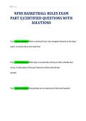 NFHS BASKETBALL RULES EXAM&NewLine;PART I&vert;&vert;CERTIFIED QUESTIONS WITH&NewLine;SOLUTIONS