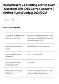 Massachusetts 2A Hoisting License Exam&NewLine;&vert; Questions with 100&percnt; Correct Answers &vert;&NewLine;Verified &vert; Latest Update 2026&sol;2027