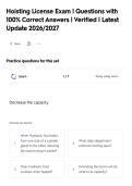 Hoisting License Exam &vert; Questions with&NewLine;100&percnt; Correct Answers &vert; Verified &vert; Latest&NewLine;Update 2026&sol;2027
