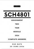 SCH4801 Assignment 2 Answers - Year Module &comma; 2026 &vert; Due Date 30 June 2026