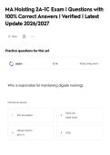 MA Hoisting 2A-1C Exam &vert; Questions with&NewLine;100&percnt; Correct Answers &vert; Verified &vert; Latest&NewLine;Update 2026&sol;2027