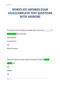 SPORTS IOT ARTHREX EXAM&NewLine;2026&vert;&vert;COMPLETE TEST QUESTIONS&NewLine;WITH ANSWERS&NewLine;