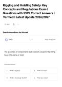 Rigging and Hoisting Safety&colon; Key&NewLine;Concepts and Regulations Exam &vert;&NewLine;Questions with 100&percnt; Correct Answers &vert;&NewLine;Verified &vert; Latest Update 2026&sol;2027