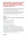 AHA BLS Practice Test Questions & Answers 2026 Latest Update &vert; Basic Life Support Exam Prep&comma; CPR&comma; AED & High-Quality CPR Guidelines Study Guide