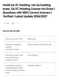 MASS 2A-1C Hoisting&comma; MA 2A hoisting&NewLine;exam&comma; 2A&sol;1C Hoisting License MA Exam &vert;&NewLine;Questions with 100&percnt; Correct Answers &vert;&NewLine;Verified &vert; Latest Update 2026&sol;2027