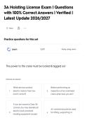 3A Hoisting License Exam &vert; Questions&NewLine;with 100&percnt; Correct Answers &vert; Verified &vert;&NewLine;Latest Update 2026&sol;2027
