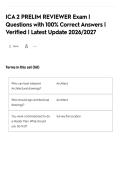 ICA 2 PRELIM REVIEWER Exam &vert;&NewLine;Questions with 100&percnt; Correct Answers &vert;&NewLine;Verified &vert; Latest Update 2026&sol;2027