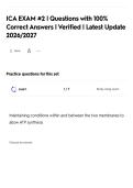ICA EXAM &num;2 &vert; Questions with 100&percnt;&NewLine;Correct Answers &vert; Verified &vert; Latest Update&NewLine;2026&sol;2027