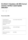ICA EXAM 1 &vert; Questions with 100&percnt; Correct&NewLine;Answers &vert; Verified &vert; Latest Update&NewLine;2026&sol;2027