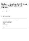 ICA Exam 6 &vert; Questions with 100&percnt; Correct&NewLine;Answers &vert; Verified &vert; Latest Update&NewLine;2026&sol;2027