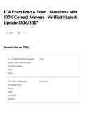 ICA Exam Prep 4 Exam &vert; Questions with&NewLine;100&percnt; Correct Answers &vert; Verified &vert; Latest&NewLine;Update 2026&sol;2027